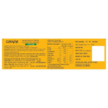 Girnar - Masala Chai Instant Tea Premix with Stevia - 10 sachets